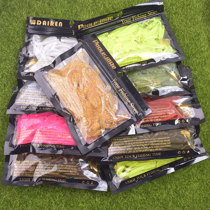 Jig Wobblers Señuelo de Silicona 5cm Gusano Cebo Suave Cola Espiral - imagen 4