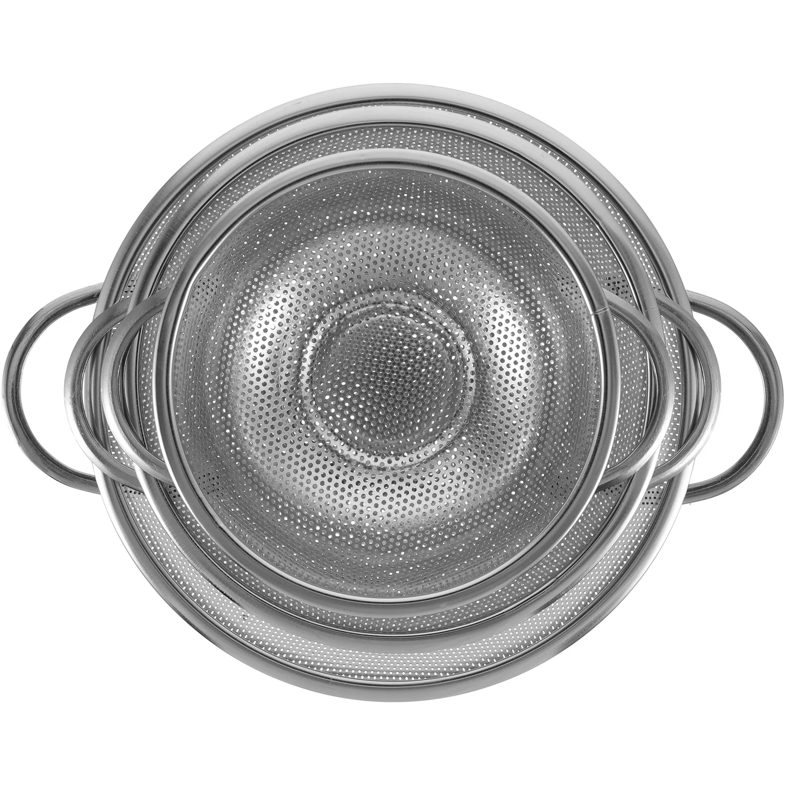 

3pcs Stainless Steel Strainer Double Handle Colander Kitchen Rice Wash Basket With Fine Mesh Household Drain Tool For Fruit