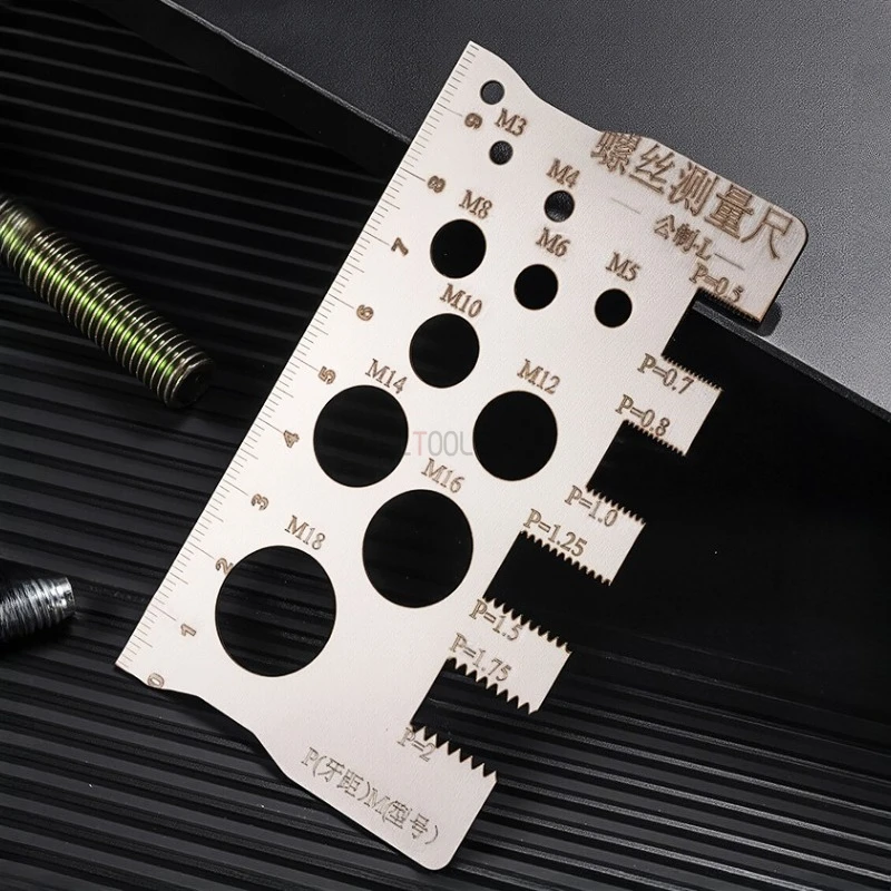 

Stainless Steel Screw Measuring Ruler High-precision Tooth Spacing Tool Portable Thick Metric L-shaped Screw Measure Instrument