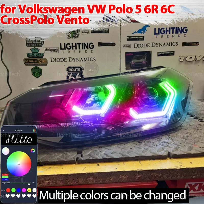 

For Volkswagen VW Polo 5 6R 6C CrossPolo Vento Gol Voyage Saveiro Cross Dynamic multi-colored LED Rings M4 Style turn signal