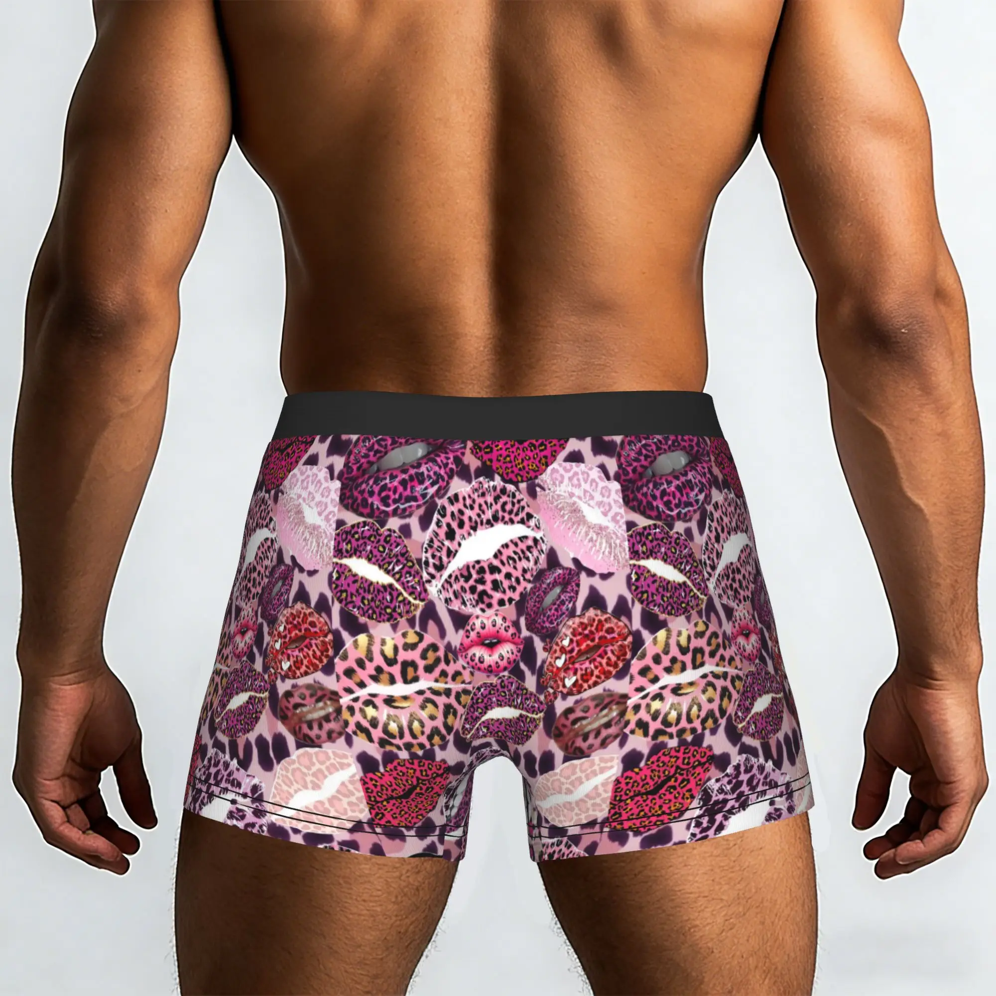 Leopard Lips Print Fashion Pattern Art  Underpants Breathbale Panties Man Underwear Print Shorts Boxer Briefs