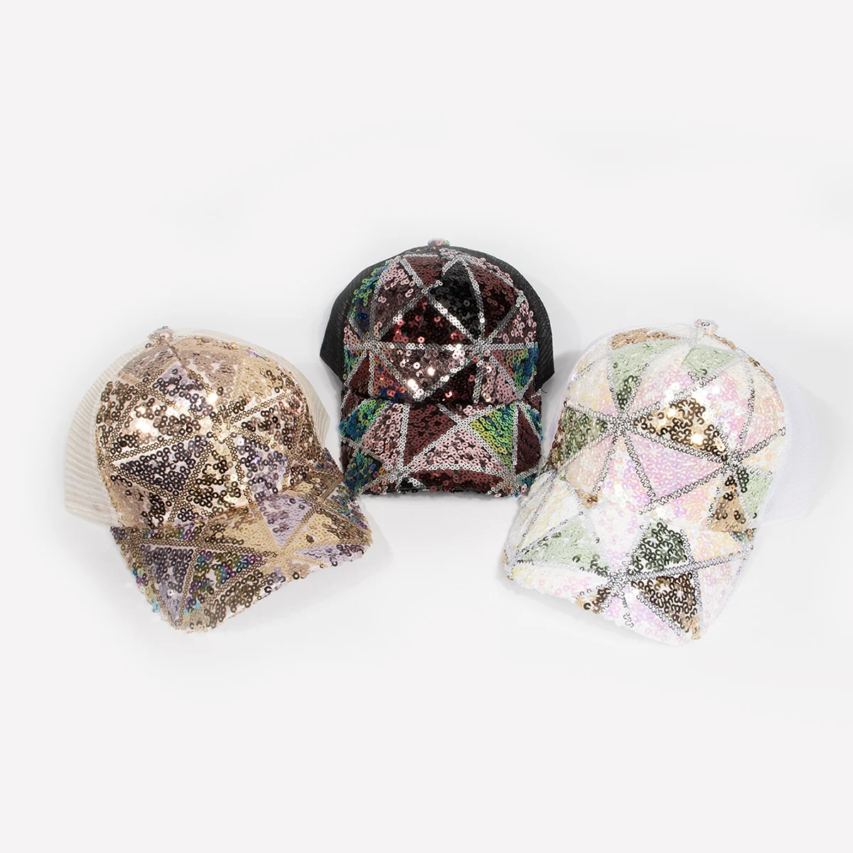 Fashionable Unisex Glitter Baseball Cap Adjustable Breathable Colorful Spring Summer Autumn Hat for Men Women Hip Hop Style