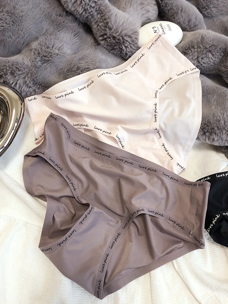Simple quick-drying breathable panties trace-free low-waisted letter elastic edge triangle pants women underwear, girl's commuti
