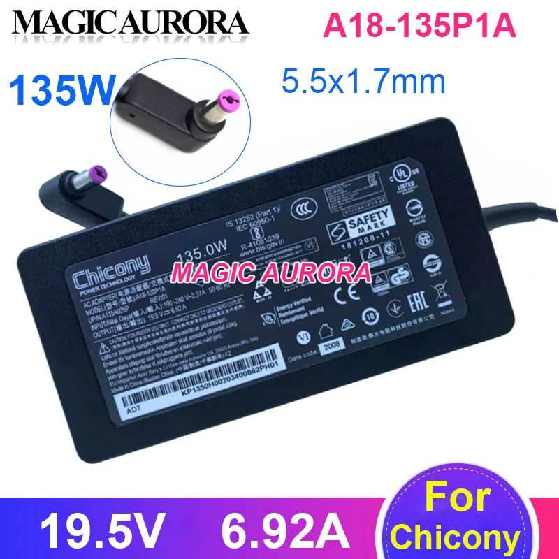 Original Chicônia A18135p1a 19.5v 6.92a 135w Carregador para Acer Aspire Série Nitro N17c2 An51555-544r Aspire vx 15 Adaptador