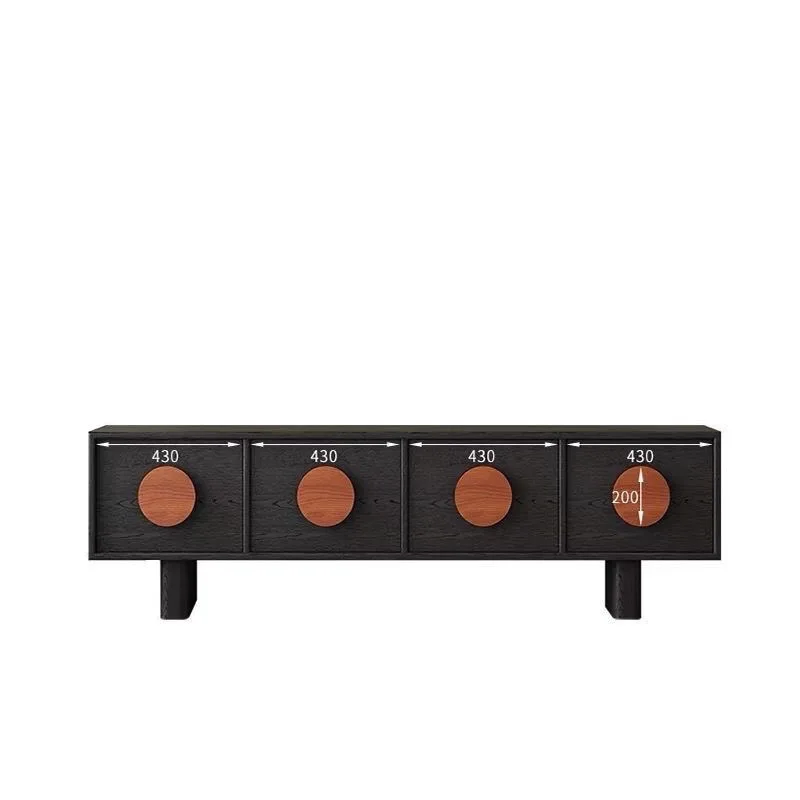 

Nordic style medieval solid wood TV cabinet, chest cabinet, simple living room high black floor cabinet