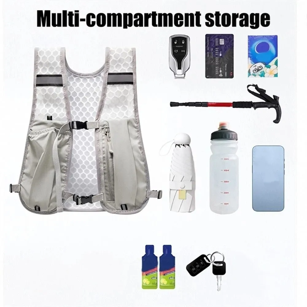 سترة جري عاكسة مقاومة للماء، قابلة للتنفس، متعددة الوظائف، سترة جري خارجية قابلة للتعديل، حقيبة ظهر رياضية مريحة