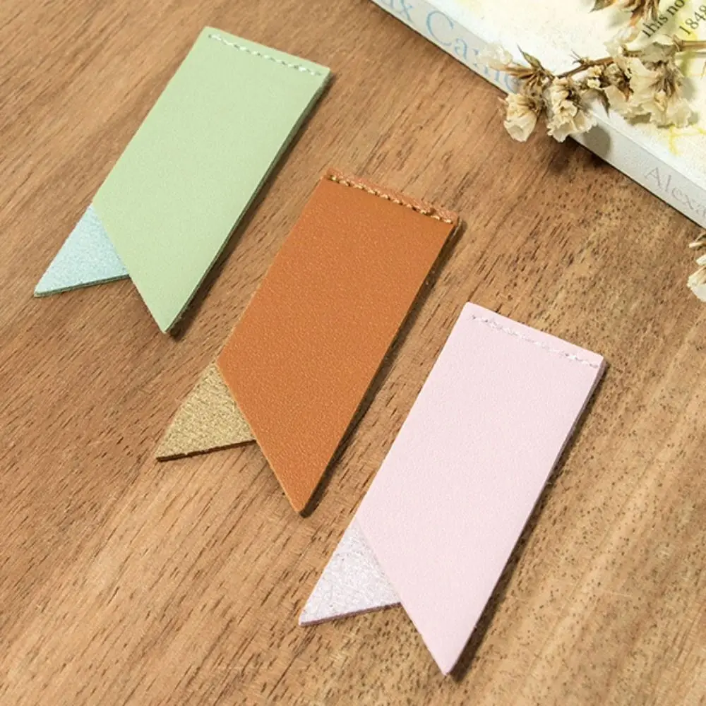 Durable Vintage Leather Bookmark Individual Waterproof Fold Bookmark Handmade Simple Design PU Leather Label Notebook