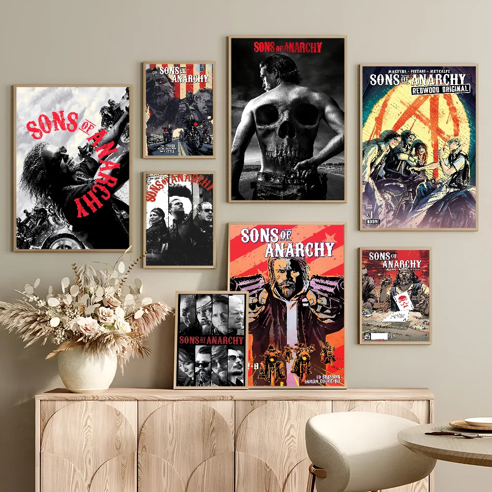 S-Sons Of A-Anarchy Classic Vintage Posters Decoracion Painting Wall Art White Kraft Paper Kawaii Room Decor