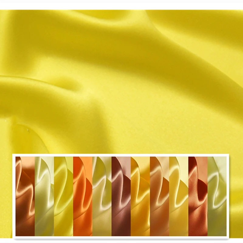 

114x100cm 100% Pure Plain Silk Fabric 6A Width 19mm Charmeuse DIY Cheongsam Dress Bedding Mask Yellow Orange Gold