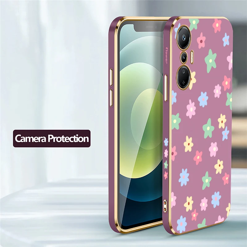 Plating Phone Case For Infinix Hot 12 11S 11 2022 10T 8 9 Play 10 Lite 10i 10S NFC Soft Silicone Flower Print Shockproof Cover - view 5