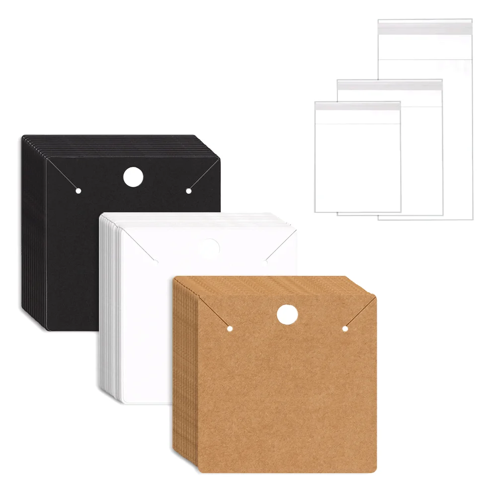

50/100pc 7x7cm Paper Cardboard Necklaces Display Card for Earrings Wholesale Jewelry Packaging Business Hangable Bags Supplier