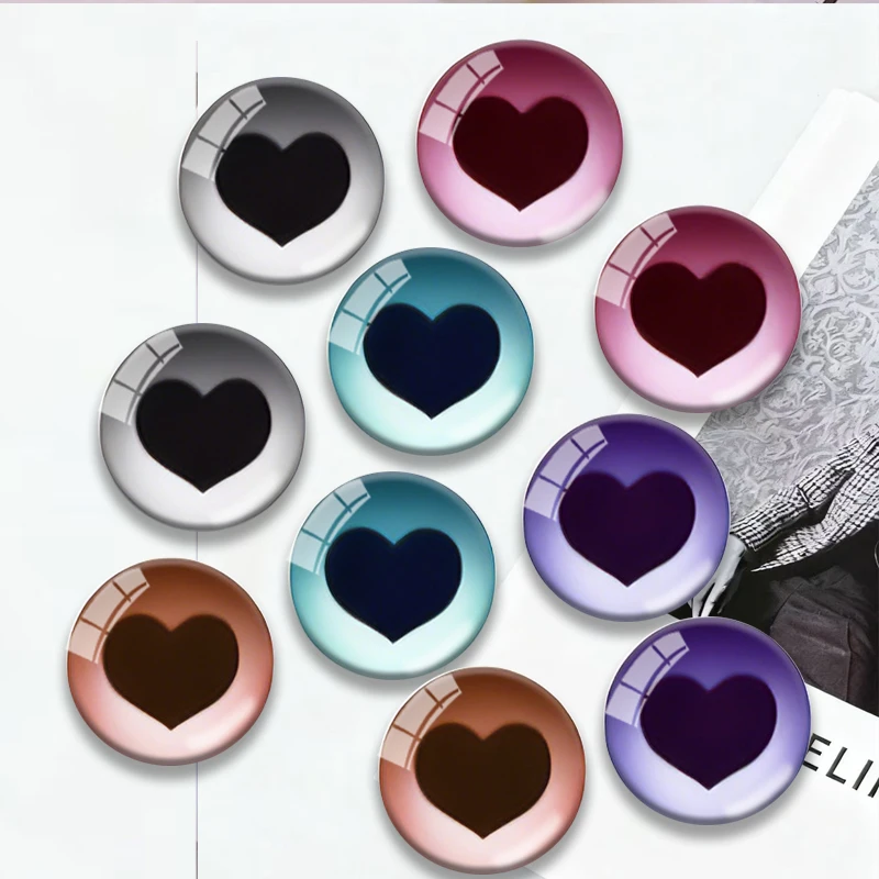 

Color Love Heart Patterns Toy Eyes Ragdoll Eyeball DIY Jewelry 8-30MM Round photo glass cabochon demo flat back Making findings
