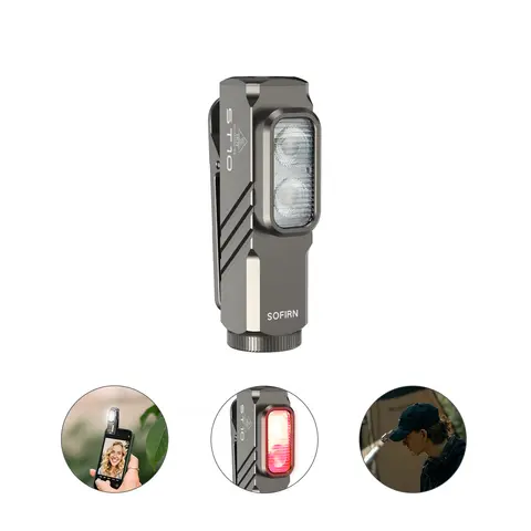 SOFIRN Mini ST10 1000LM EDC Flashlight USB C 14500 Rechargeable with Red Light 660NM Magnetic Tail & clip Dual Switch Torch