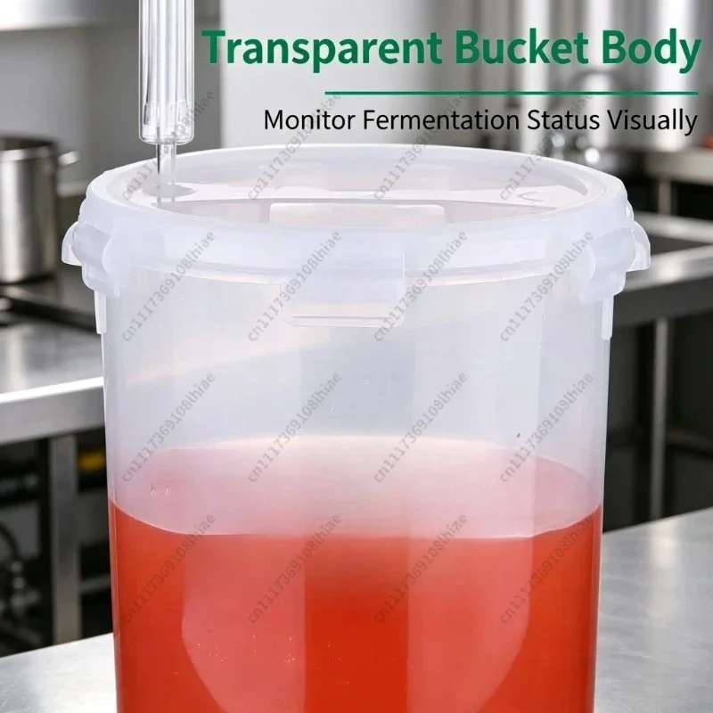 28L Food Grade Transparent Fermentation Bucket V Conical Bottom Home Brew Beer Wine Fruit Wine Brewing Barrel With Tap Airlock