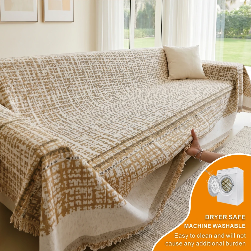 Multi-Color Chenille Sofa Towel Blanket Protective Cover - Machine Washable Fully Covered for Various Sofa Scenarios