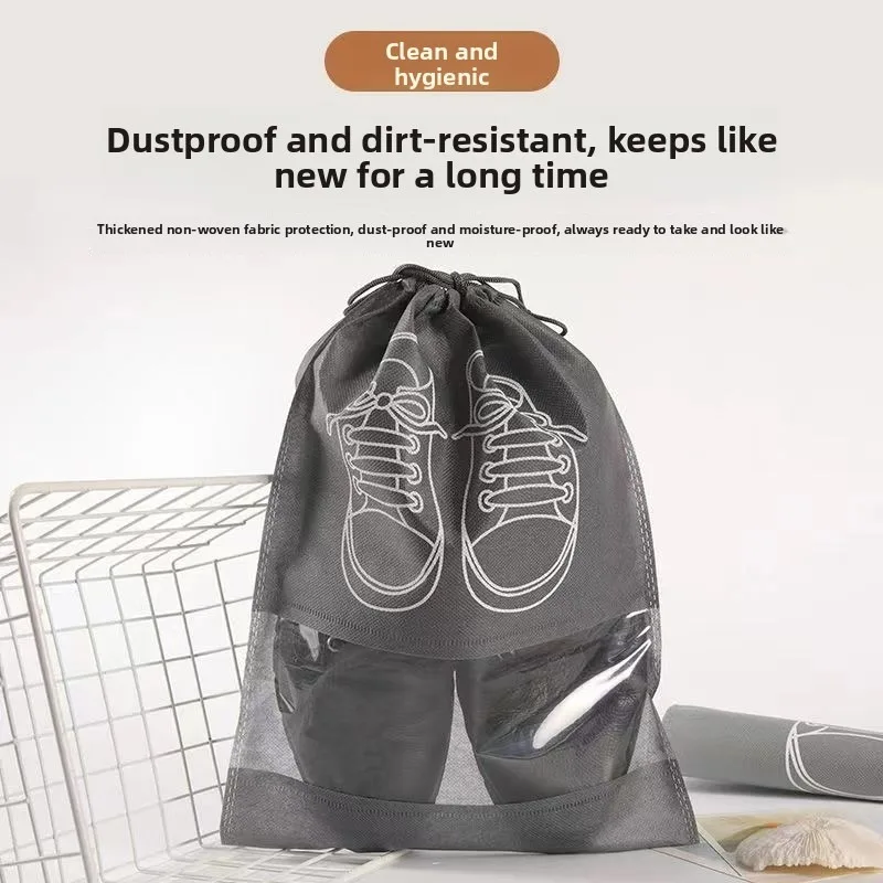 10Pcs/15Pcs/20Pcs Thick Non-woven Dustproof Shoe Bag,moistureproof Dirt Proof Drawstring Bag, Household Travel Shoe Storage Bag