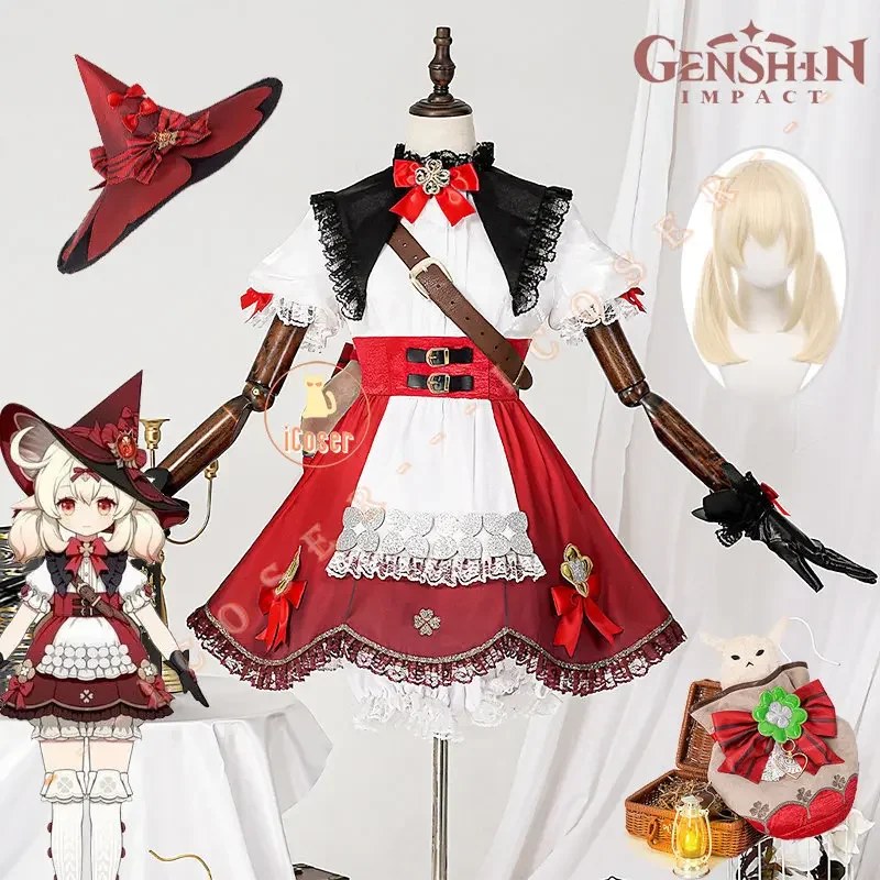 5 Star Klee Blossoming Starlight Cosplay Costume Genshin Impact Dress New Skin Witch Lolita Outfit Hat Halloween Party Women Set