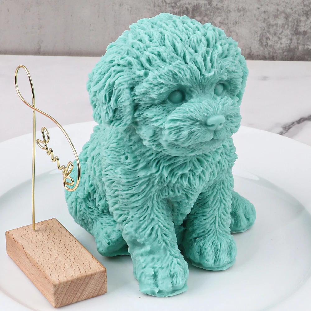 Large Size Teddy Dog Candle Silicone Mold Cute Animal Handmade Craft Gypsum Candle Resin Mould DIY Silicone Soy Wax Molds Decor