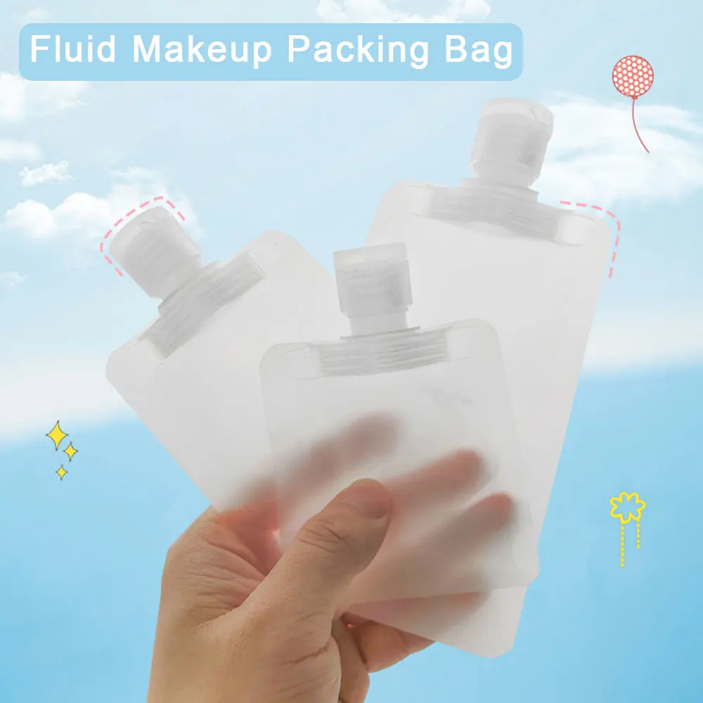 Bolsa de embalaje tipo concha de 30/50/100ml, bolsa con boquilla de pie, loción desinfectante de manos de plástico, champú, botellas de líquido de maquillaje para viaje, 5 uds.