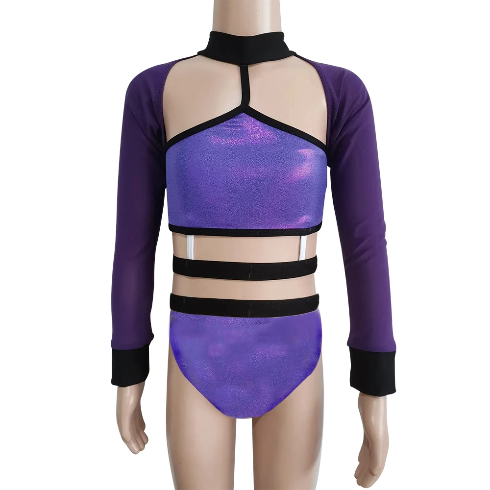 Kids Girls Retail and wholesale nylon/Lycra mesh modern dance ballet body suit training suit dance school group performance