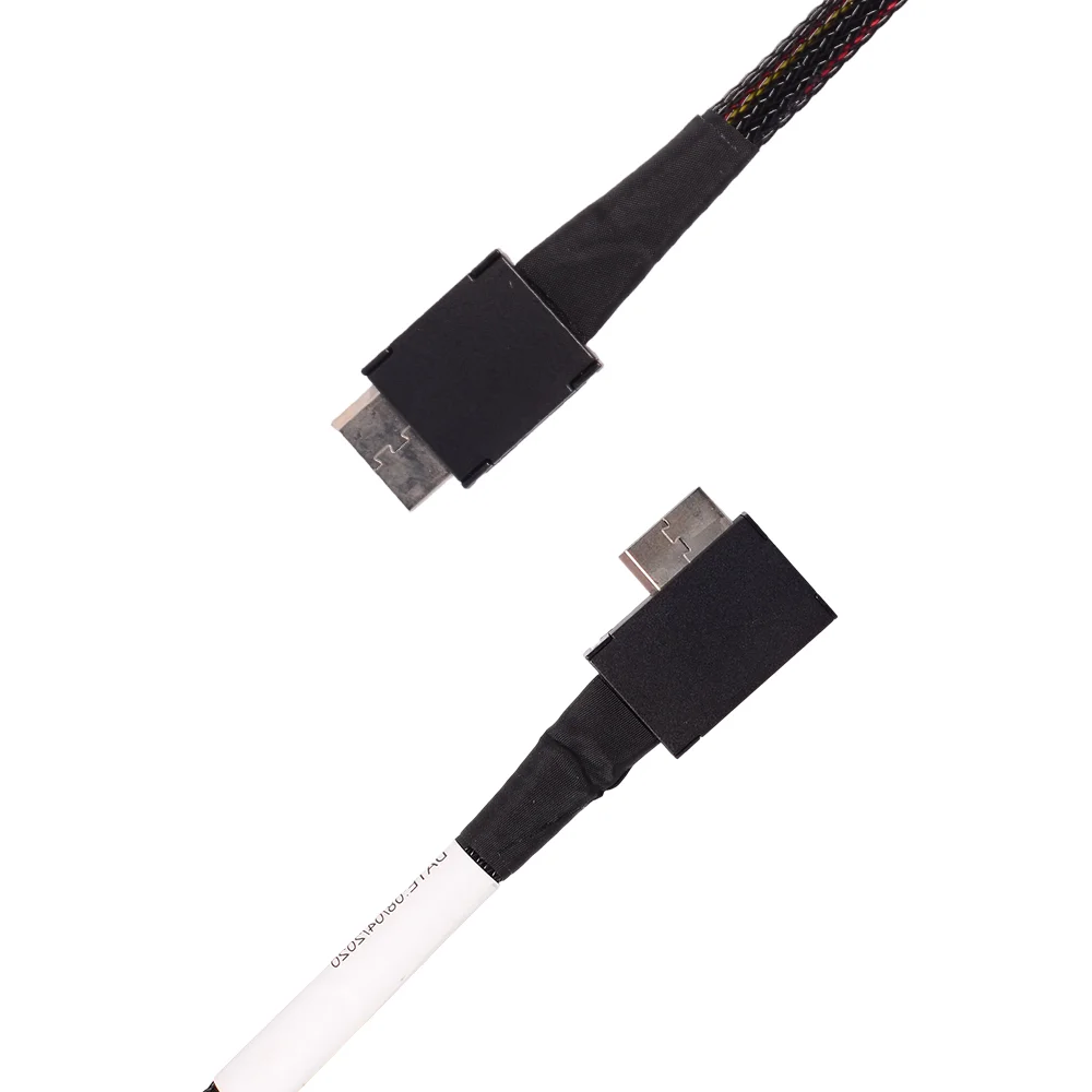 Left Angled OcuLink SFF-8611 4i To OcuLink SFF-8611 4I SSD Server Array Card Motherboard Backplane Data Active Cable 50cm