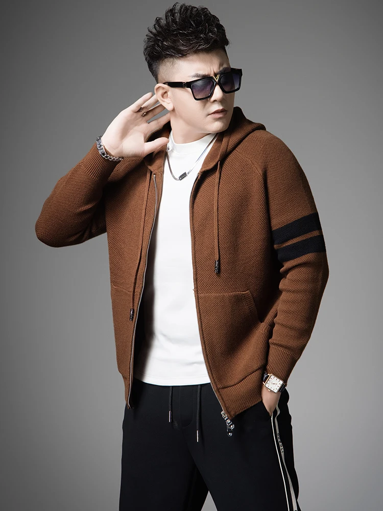 

Men's Knitted Hoodie Jaet Casual Long Sve Warmth Stand Fit Autumn Winter New Sle Faion Brand Zipper Closure Side ...