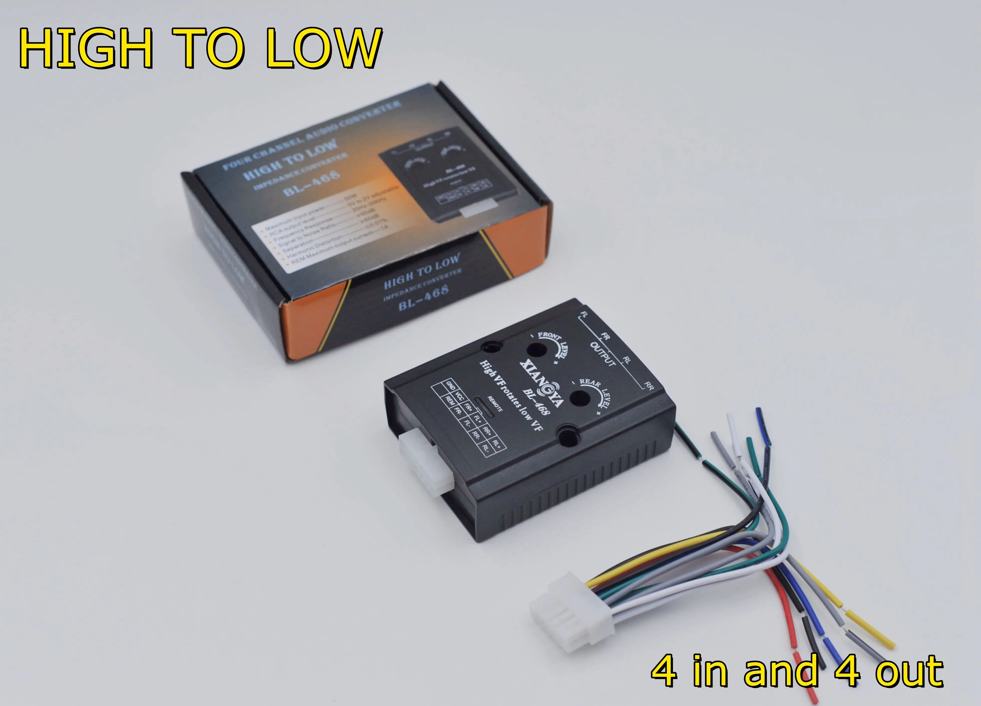 12V 4 Channel Audio Impedance Converter High to Low Line Car Stereo Radio Speaker Frequency Filter