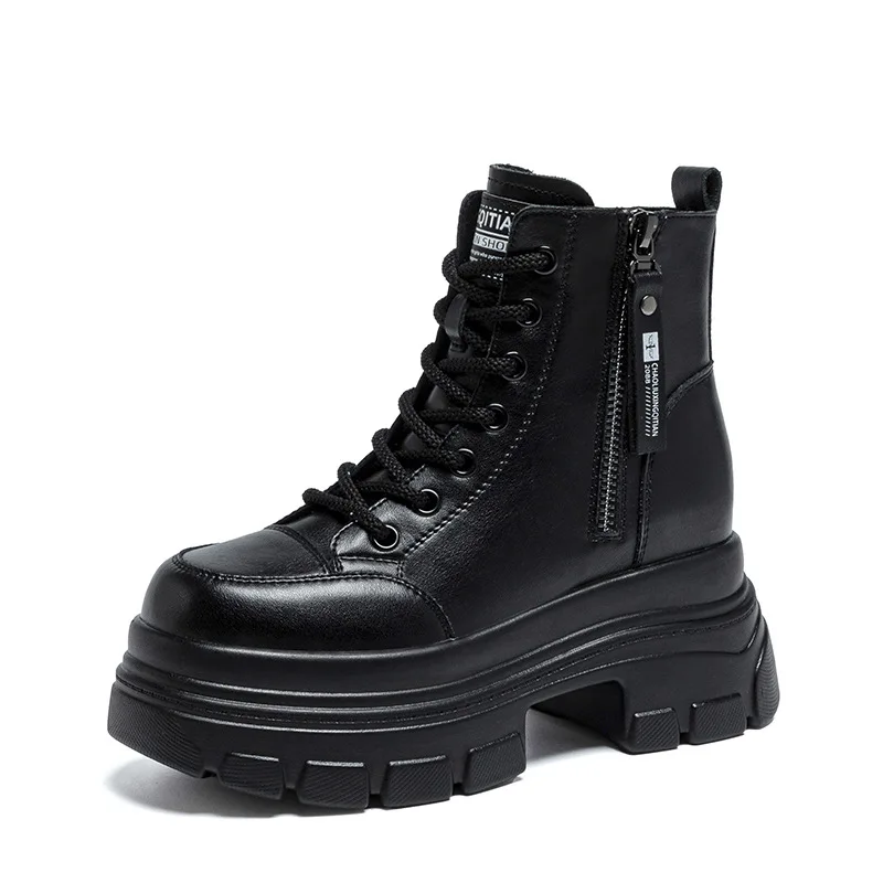 

Women's Boots Black Lace Up Platform Ankle Boots Fashion Thick Sole Short Female Warm Cotton Shoes Winter Snow 2025