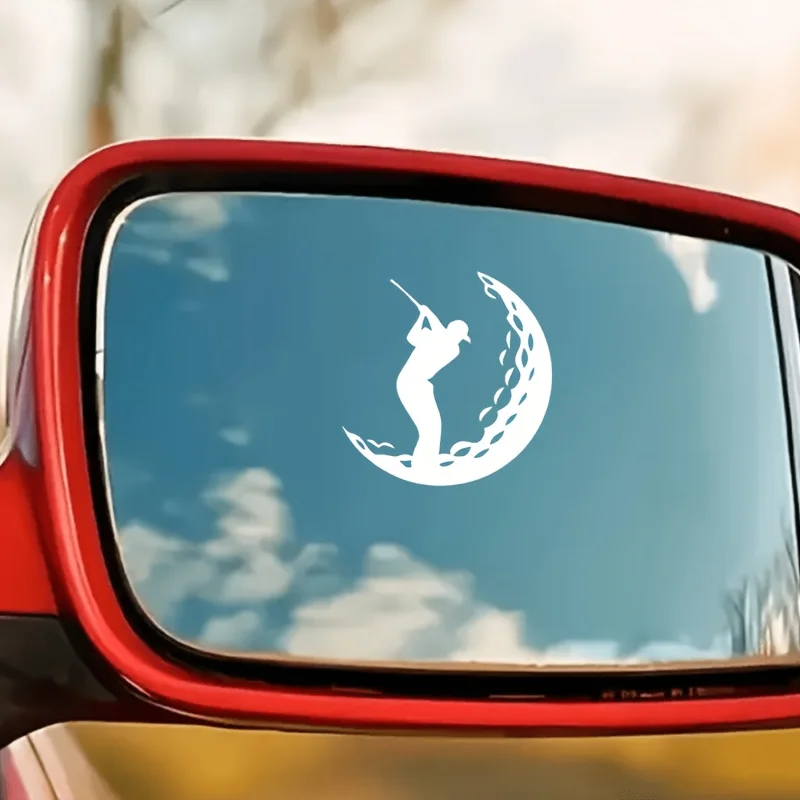 6Pcs Golfer On Moon Silhouette Vinyl Stickers, Decals for Car Mirror, Laptop, Water Cup & Window Decor