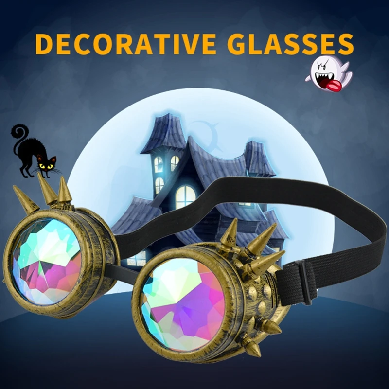 Steampunk Goggles Sunglasses Men Women Kaleidoscope Glasses Rave Festival Holographic Retro Party Cosplay Goggle Eyewear