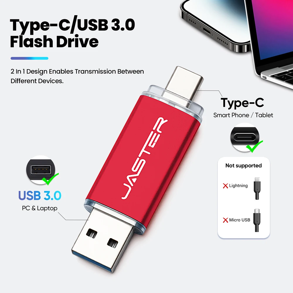 Type-C USB 3.0高速フラッシュドライブ 2in1ペンドライブ 128GB/64GB/32GB/16GB マルチフォーマット対応 Uディスク iPhone15 TYPE C対応
