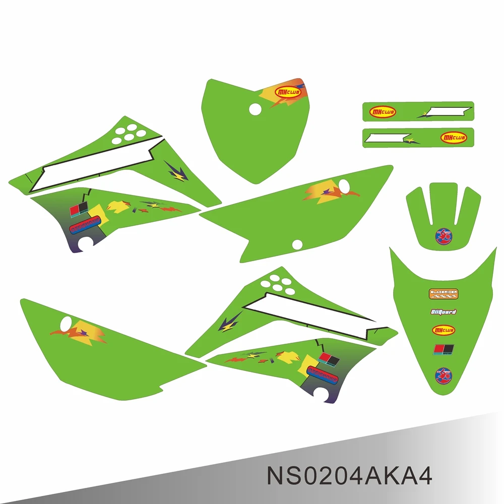 For KAWASAKI KLX 110 2010 2011 2012 2013 2014 2015 2016 2017 2018 2019 2020 Full Graphics Decals Stickers Background NS0204AKA