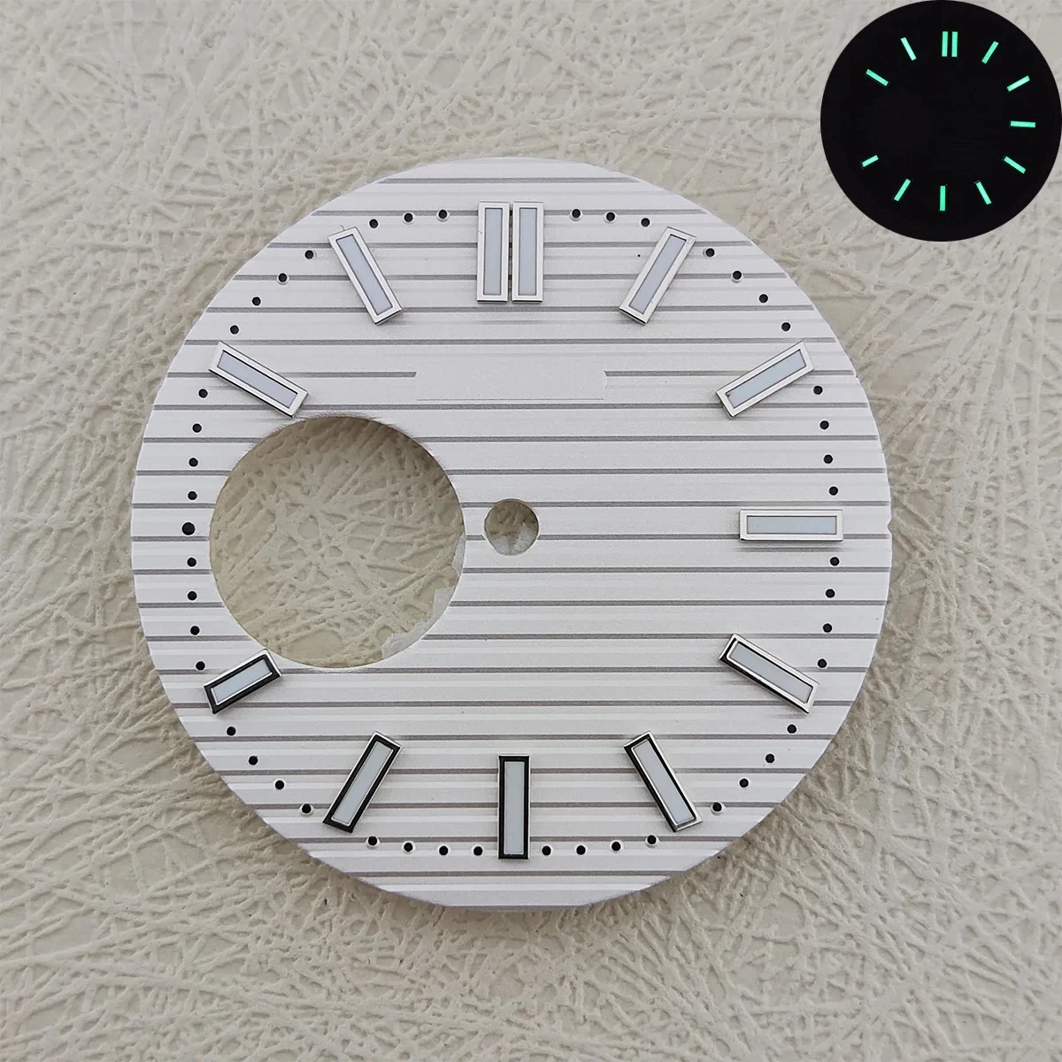 หน้าปัดนาฬิกา NH38 29.8มม. ywl เคลื่อนไหวอัตโนมัติแบบ NH38หน้าปัดสีเขียวเรืองแสงอุปกรณ์เสริมนาฬิกาหน้าปัดสแตนเลส