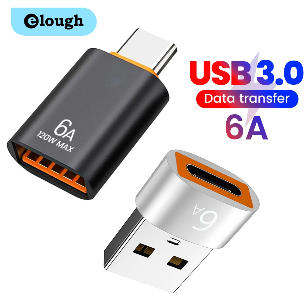 Elough 6A USB3.0 To Type C Adapter OTG Type C Male To USB Female Converter For Laptop Xiaomi Samsung USBC Adaptador usb a tipo c