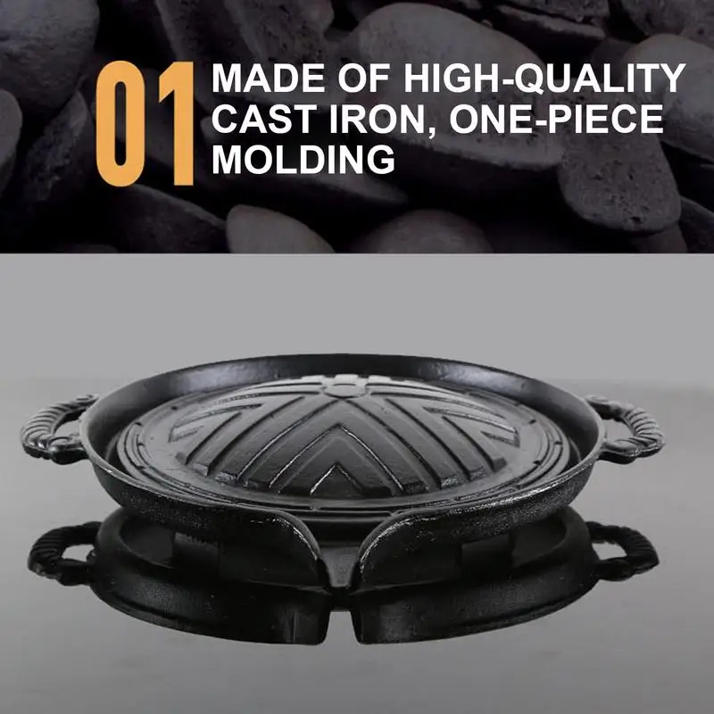 Grill Pan Cast Iron Steak Pan For Outdoor Grill 11 Inch Non-Stick Grilling Plate For Home And Outdoor Use Barbecue Griddle