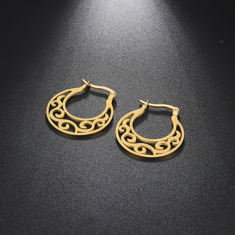 Vintage Hohl Ethnische Runde Hängende Ohrringe Für Frauen Weibliche Cane Vine Blatt Tropfen Ohr Ornamente Hochzeit Schmuck Zubehör Geschenk – Detail 3