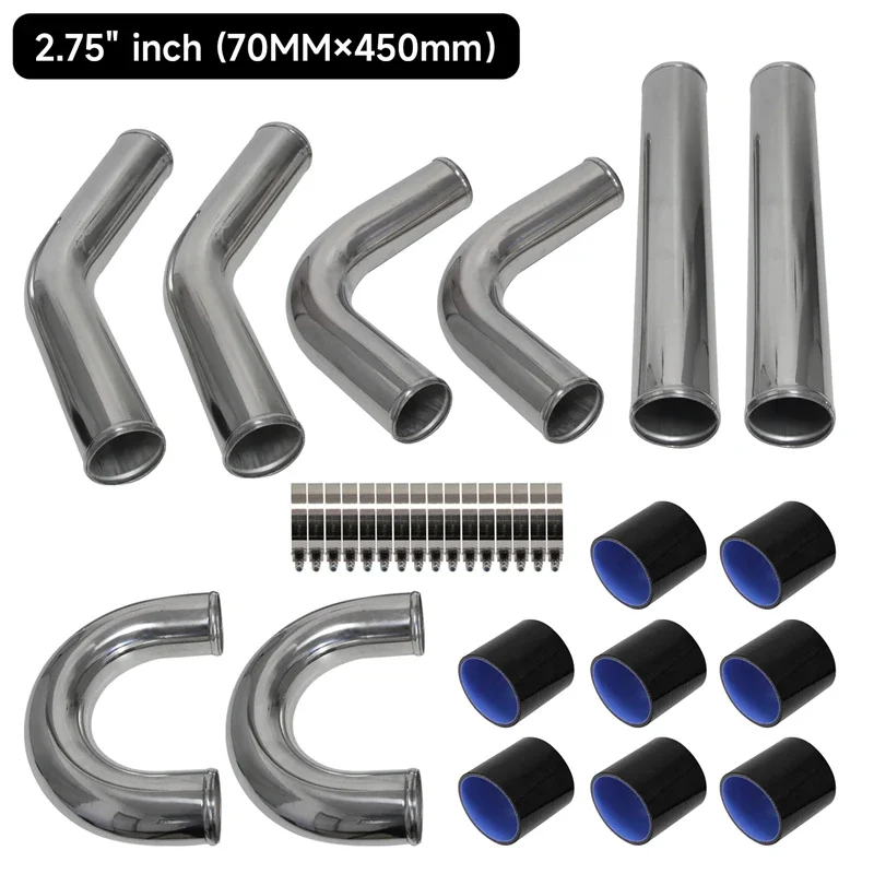 

Universal 2.75in 70mm OD Alloy Aluminum Intercooler Piping with Clamps & Silicone Hoses