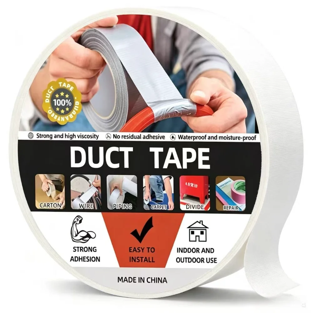 White Duct Tape, Single Sided, No Residue, Wear Resistant & Easy Tear, for Carpet Seaming and Edge Sealing
