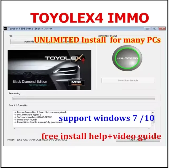 Toyolex4 Toyolex 4 for Denso for Lexus Mascheramento Car DTC Disable Software Tool Unlimited Installation PK Toyolex3 Toyolex 3