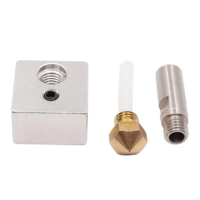 MK10 Hotend Kit For 3D Printer M7 Nozzle Throat Aluminum Heater Block with PTFE Tube Improved Fit for M3 M4 Thermistor