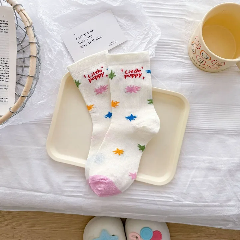 5 Pairs Cute Socks for Women Autumn and Winter Cartoon Japanese Women's Socks Casual Woman Grip Socks High Quality Hosiery 2025