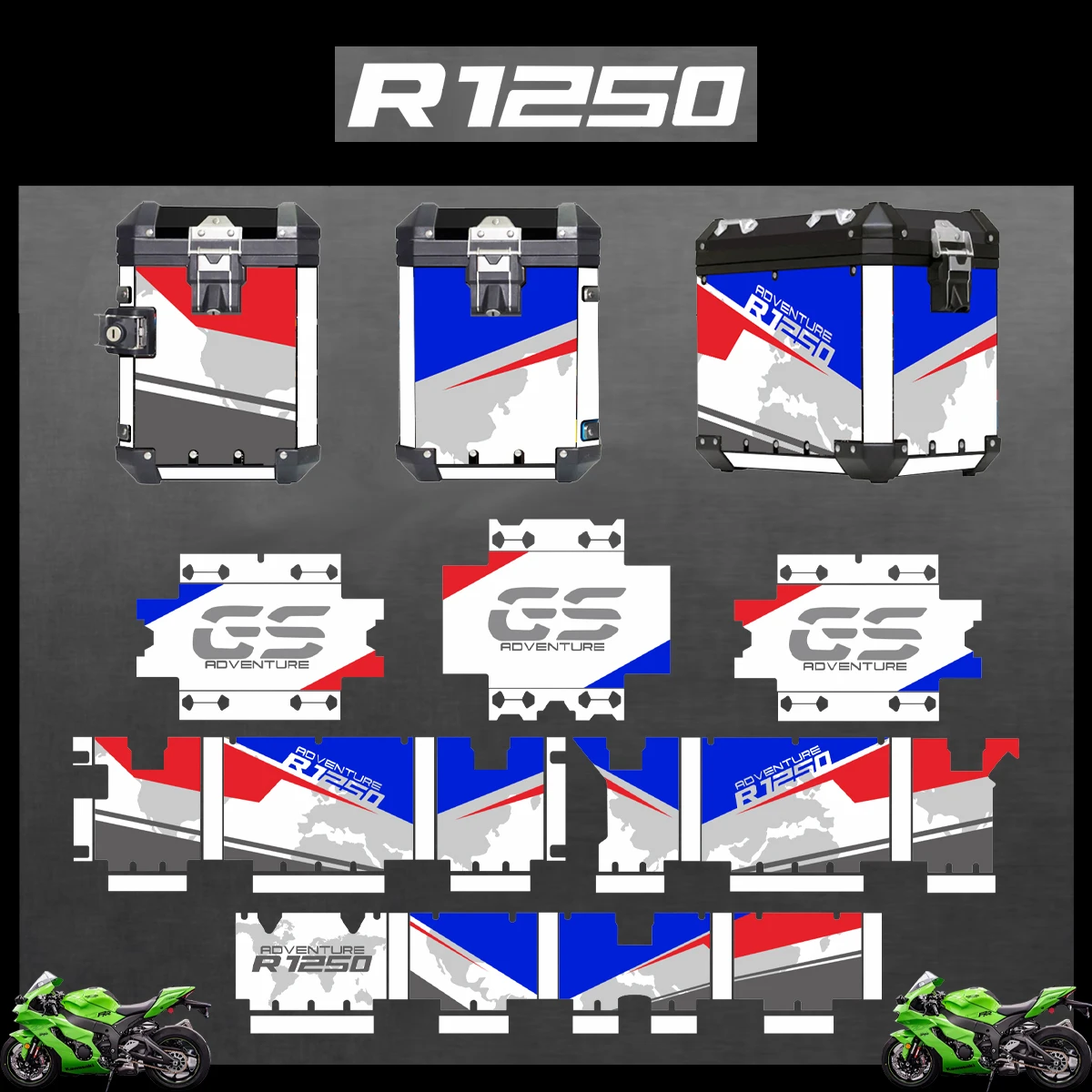 

Motorcycle Stickers For BMW R1250GS R1250 GS 2004-2023 2022 2021 ADV Decorative Alloy Box Sticker Decal Set aluminium pannier