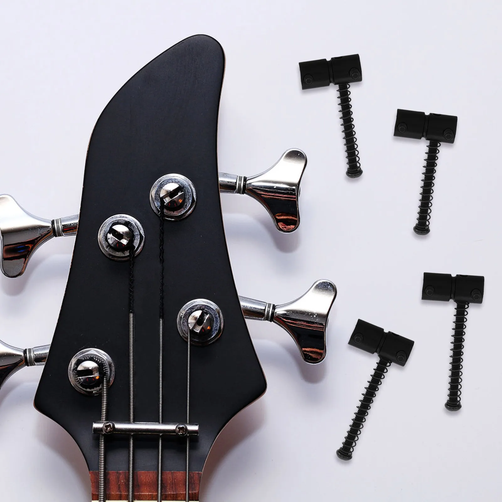 

4Pcs Bass Bridge Saddle Silver Metal Replacement Parts for Electric Bass Guitar Precise String Adjustment Tuning