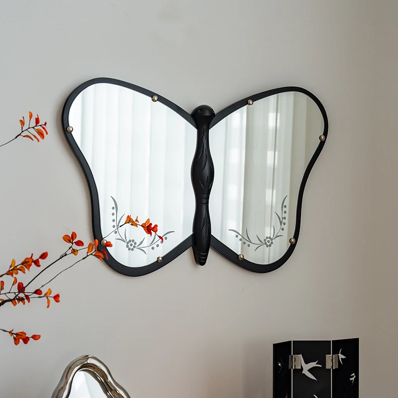 Mid-Century Decor Mirrors Handcrafted 3D Butterfly Mirror Vanity Wall Mirror for Living Room Half-Length Entryway Decoration