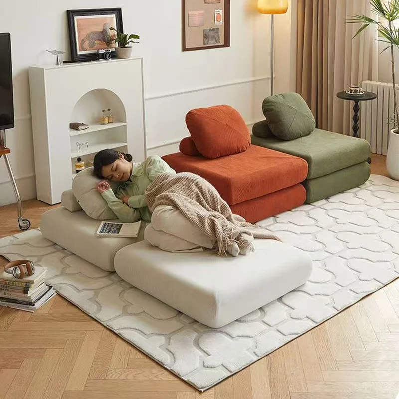 Tofu Block Lazy Sofa Single Person Detachable And Washable Sofa Home Furniture Living Room Sofa Bed Dual-useTatamiMinimalistSofa