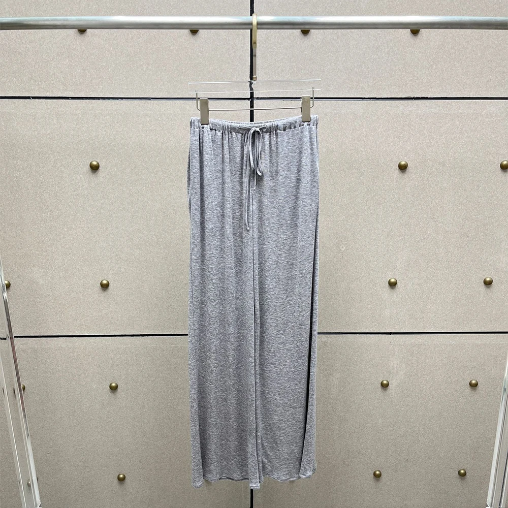 

Wool Blend Women's Palazzo Pants Elastic High Waist Drawstring Casual Flowy Wide Leg Trousers Soft Knit Bottoms 2026 New Y2k