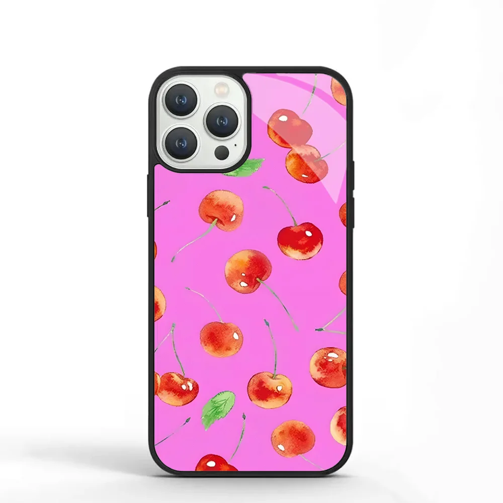

Red Cherry Phone Case For IPhone 11 12 13 14 15 Plus Pro Max Mirror Acrylic PC TPU Cover