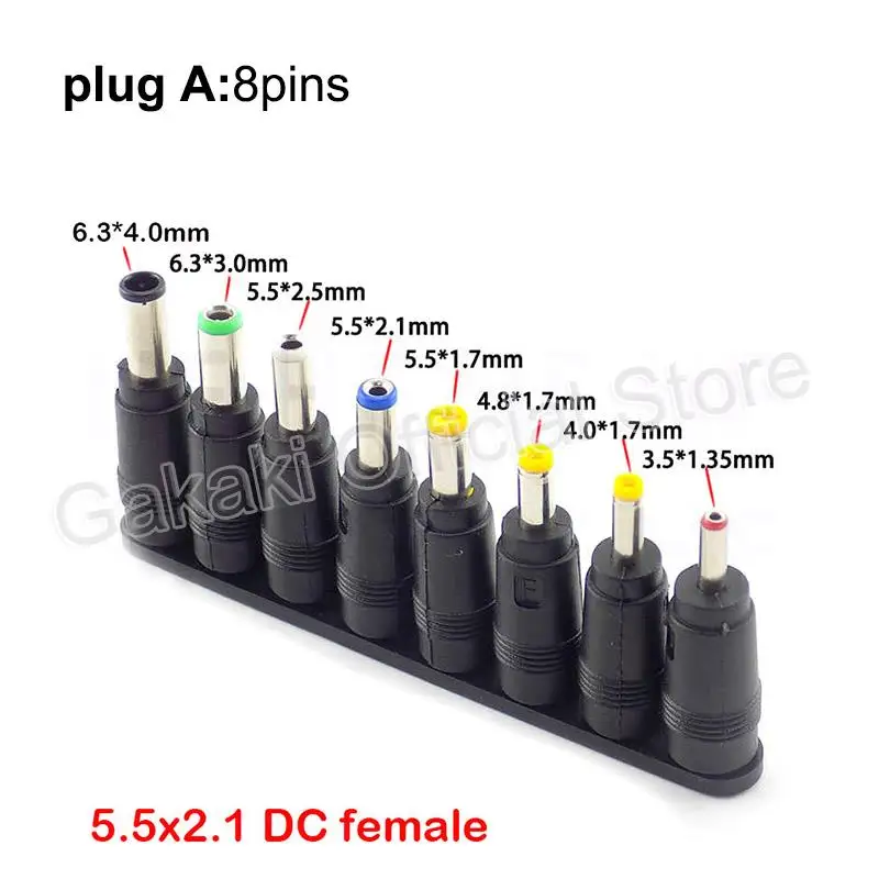 Universal 5.5mmx2.1mm DC female to Male Plug AC Power Supply Adapter Tips Connector Kits for Laptop Laptop Charger Adapter Tip