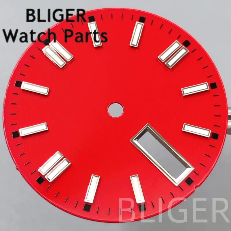 BLIGER 29 мм черный, красный, белый, зеленый стерильный циферблат для часов, зеленый светящийся двойной паз для NH36, аксессуары для модификации часов