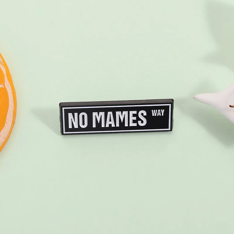 Enamel Pin Fun slogan badge black background   white text trendy personalized decoration brooch creative funny logo accessories
